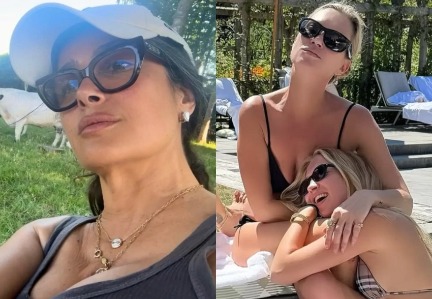 Сальма Хайек, Кейт Мосс с дочерью Лилой и Рита Ора отдыхают на ферме